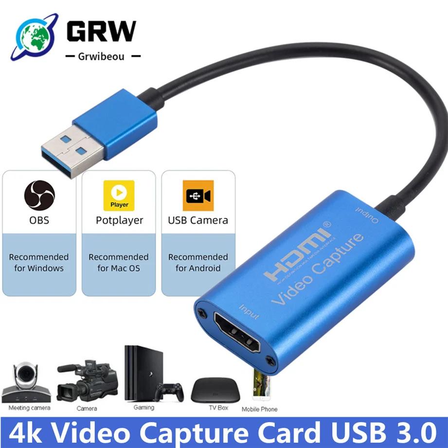 GRWIBEOU  ĸó ī, USB 3.0, 4K HDMI ȣȯ   ׷ ڵ, PS4 ķڴ ġ ̺  ī޶